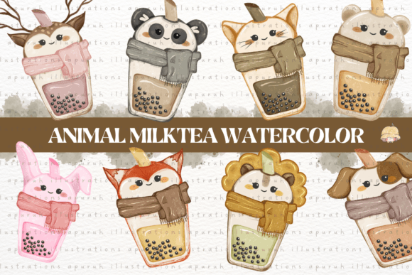 Adorable Kawaii Charm: Cute Animal Faces on Bubble Tea Cup