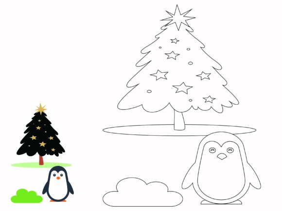 Animal Penguin Christmas Coloring Kids: A Festive Design Asset