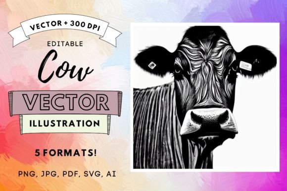 Animal Vector Illustration Cow 5 Formats: A Designer's Essential Asset