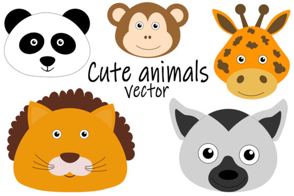 Charming Visuals with Cute Animal Faces Vector Illustration