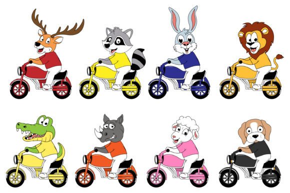 Cute Animal Cartoon Ride Motorcycle: Unleash Playful Energy