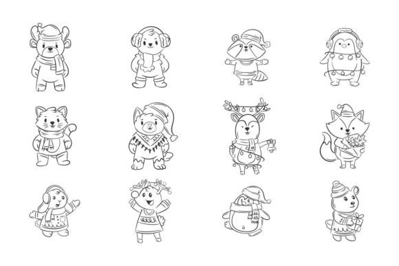Cute Animal with Scarf and Hats Hand: Cozy, Charming Typography