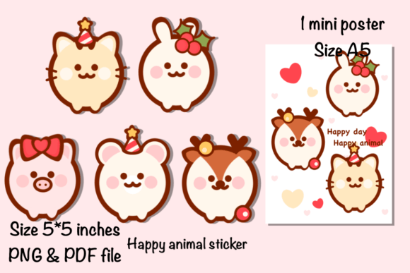 Happy Animal Sticker & Poster Set: Your A5 Creativity Kit