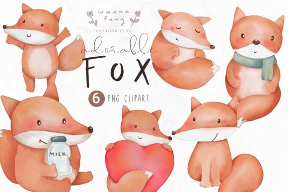 Little Fox Adorable Animal Watercolor: A Charming Design Asset