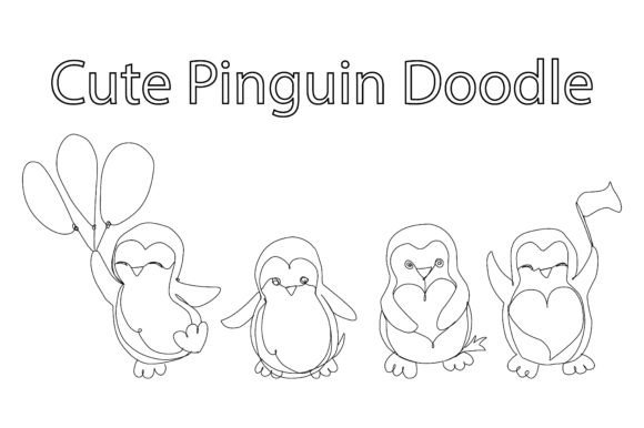Penguin Wildlife Animal Line Art Style: A Creative Design Asset