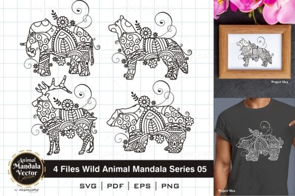 Wild Animal Mandala Series 05: Bold Digital Art for Creative Projects